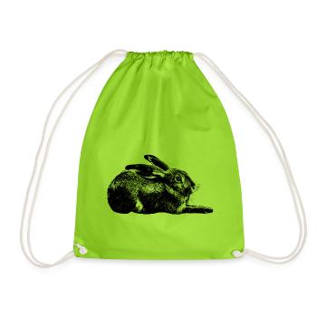 Hase / european hare / rabbit - Drawstring Bag - neon green - Front