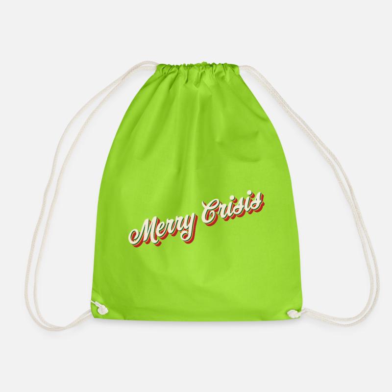 Merry Crisis Christmas Design - Drawstring Bag - neon green