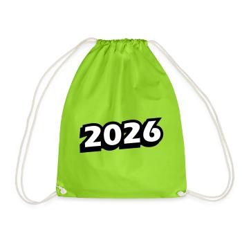2026 year - Drawstring Bag - neon green - Front