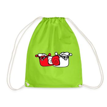 2 Snail Sunglasses Team Friends Cool Crew - Drawstring Bag - neon green - Front