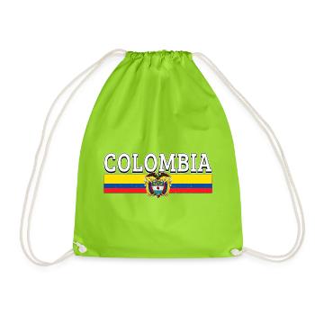 Colombian Flag Colombia Seal - Drawstring Bag - neon green - Front