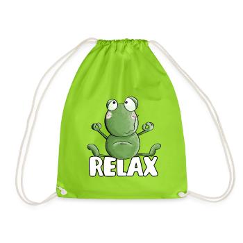 Frosch relaxt beim Yoga - Frösche - Kröte - Quak - Turnbeutel - Neongrün - Vorne