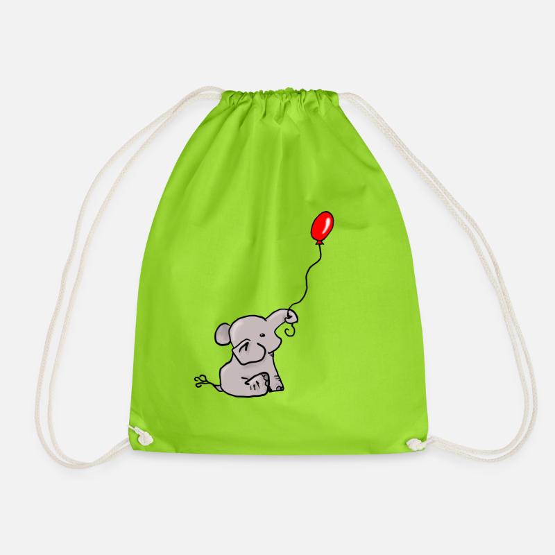 Elefant mit Ballon - Turnbeutel - Neongrün