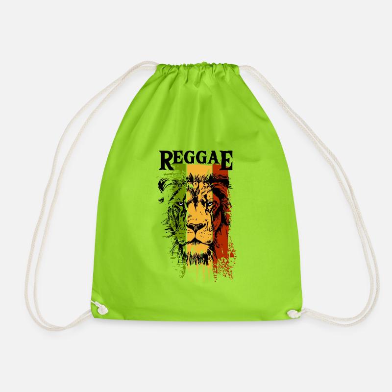 Reggae Lion - Drawstring Bag - neon green
