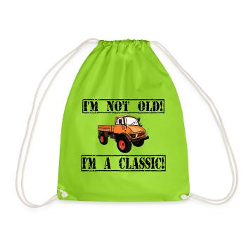 Je ne suis pas vieux - Je suis un classique / Unimog - Sac de sport léger - vert néon - Devant