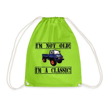 Je ne suis pas vieux - Je suis un classique / Unimog - Sac de sport léger - vert néon - Devant