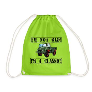 Je ne suis pas vieux - Je suis un classique / Unimog - Sac de sport léger - vert néon - Devant