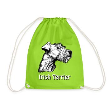 Irish Terrier Portrait - Drawstring Bag - neon green - Front
