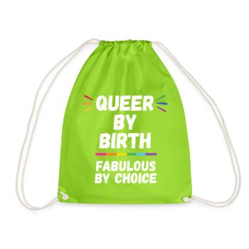 Mois de la fierté - Queer de naissance, fabuleux par choix - Sac de sport léger - vert néon - Devant