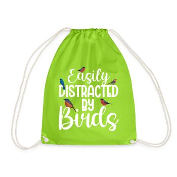 Easily Distracted by Birds - Drawstring Bag - neon green - Front