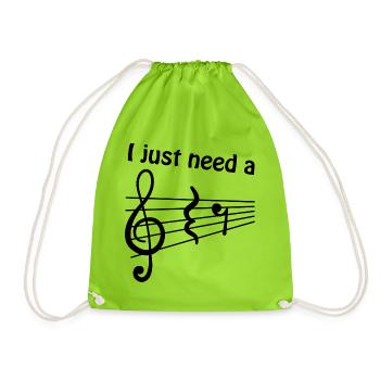 "I Just Need a Break" Sheet Music Musician Music - Drawstring Bag - neon green - Front