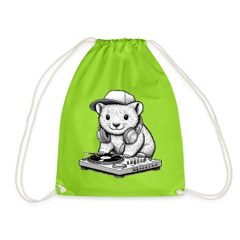 motif wombat cool en tant que DJ avec des écouteurs - Sac de sport léger - vert néon - Devant