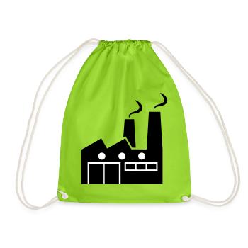 Abstract geometric line art of a factory - Drawstring Bag - neon green - Front