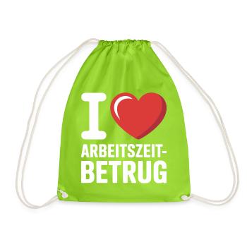 J’aime Temps de travail Fraude Pas de crime Bureau de l’emploi - Sac de sport léger - vert néon - Devant