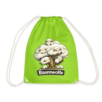 Cotton Sheep on Tree Pun Pun Shirt - Drawstring Bag - neon green - Front