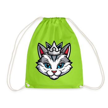 Katze Symbol Kopf Krone - Turnbeutel - Neongrün - Vorne