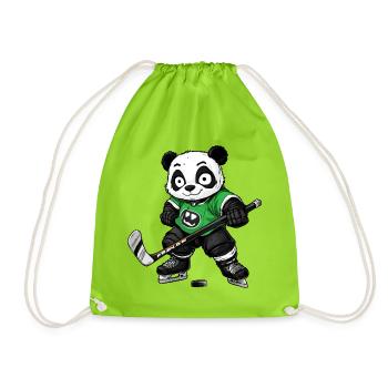 Eishockeyspieler Panda - Turnbeutel - Neongrün - Vorne