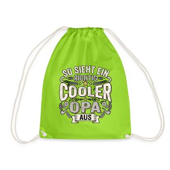 Super Cooler Opa - Turnbeutel - Neongrün - Vorne