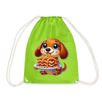 Lustiger Dackel Lasagne Italienische Küche Hund - Turnbeutel - Neongrün - Vorne