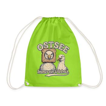 lustige Ostsee Möwe - Turnbeutel - Neongrün - Vorne