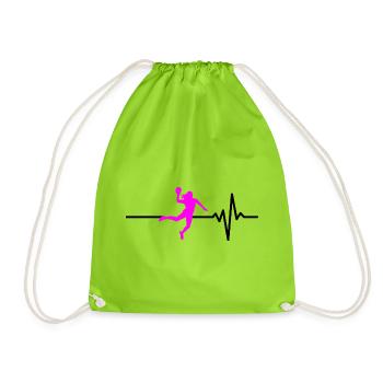 HANDBALL PLAYER HEARTBEAT PINK HANDBALL ADRENALINE - Drawstring Bag - neon green - Front