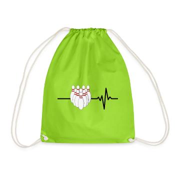 Bowling is my life, heartbeat, strike - Drawstring Bag - neon green - Front