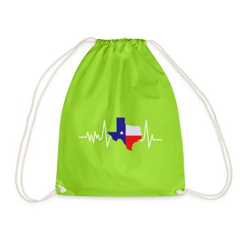 Texas Herzschlag Flagge - Turnbeutel - Neongrün - Vorne