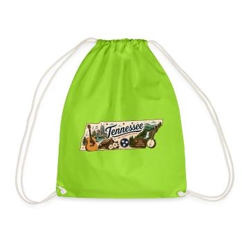 Tennessee Great Smoky Mountains Vintage Sticker - Drawstring Bag - neon green - Front