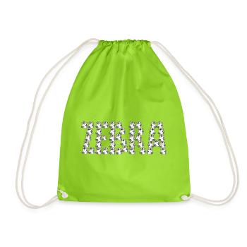 Cartoon zebra typography - Drawstring Bag - neon green - Front