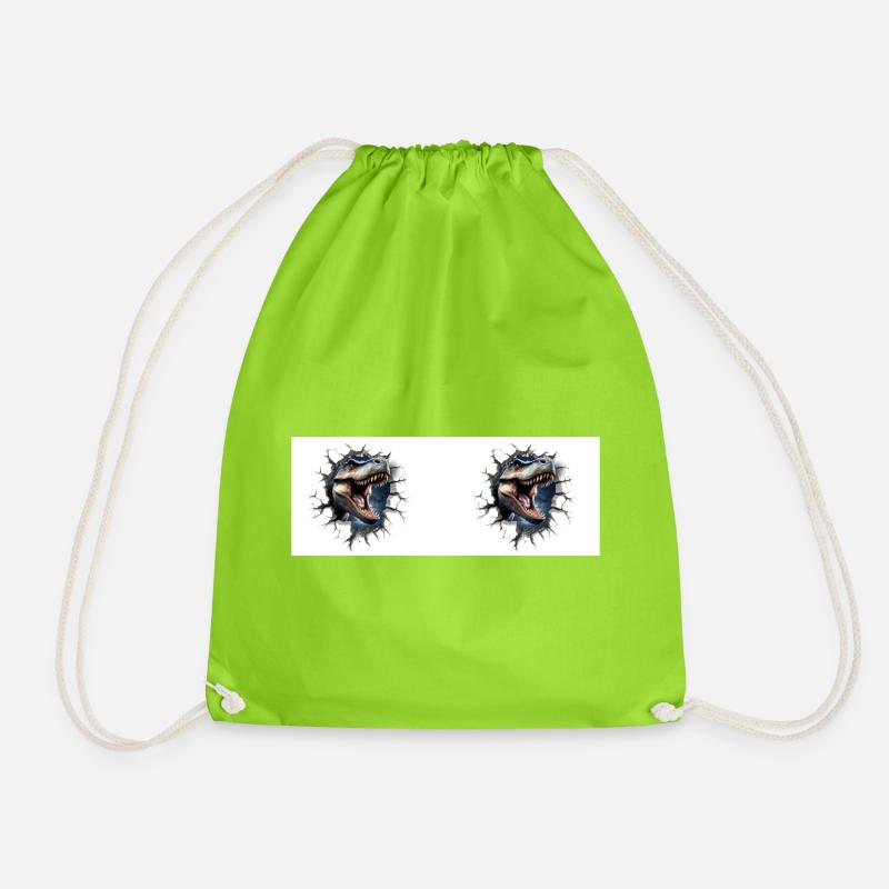 T-Rex Dinosaur - Drawstring Bag - neon green