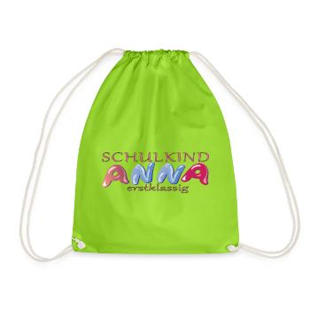 Schulkind Anna Schule - Turnbeutel - Neongrün - Vorne
