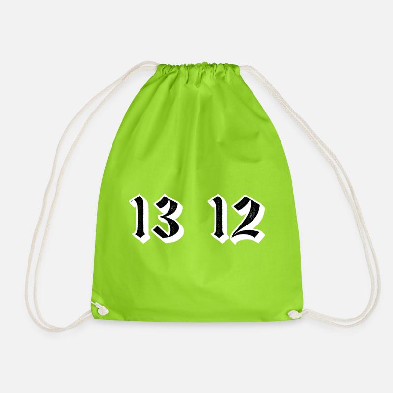 Twin Gothic Numerals 13 12 - Drawstring Bag - neon green