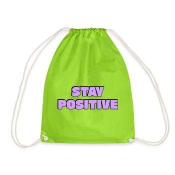 Stay Positive Bold Retro Text - Drawstring Bag - neon green - Front