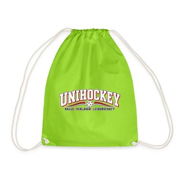 Unihockey Leidenschaft Logo - Turnbeutel - Neongrün - Vorne