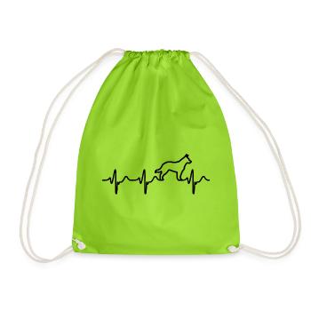 Heartbeat German Shepherd - Drawstring Bag - neon green - Front