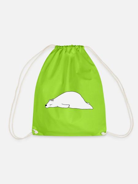 Niedlicher Eisbär schläft, gemütliche Wintertierkunst - Turnbeutel - Neongrün