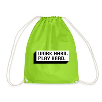 Travaille dur. Jouez fort. (Noir) - Sac de sport léger - vert néon - Devant