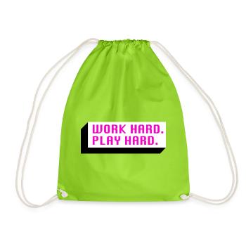 Work Hard. Play Hard. (Pink) - Drawstring Bag - neon green - Front
