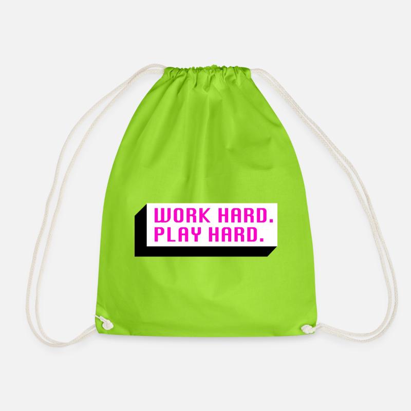 Work Hard. Play Hard. (Pink) - Turnbeutel - Neongrün