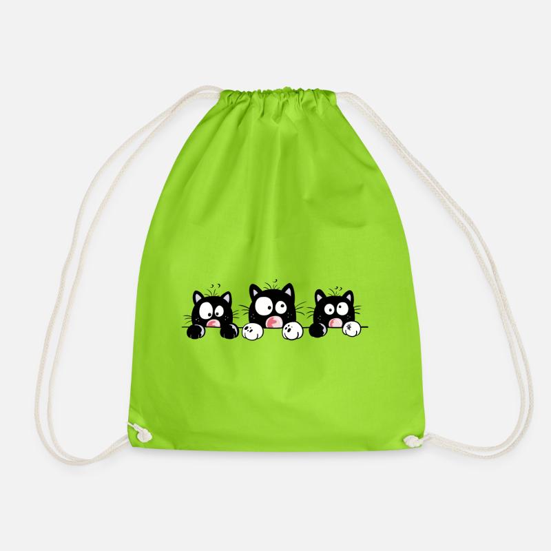 Funny Cats - Drawstring Bag - neon green
