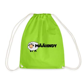 Määhndy - Mandy Namensshirt mit Schafnote - Turnbeutel - Neongrün - Vorne