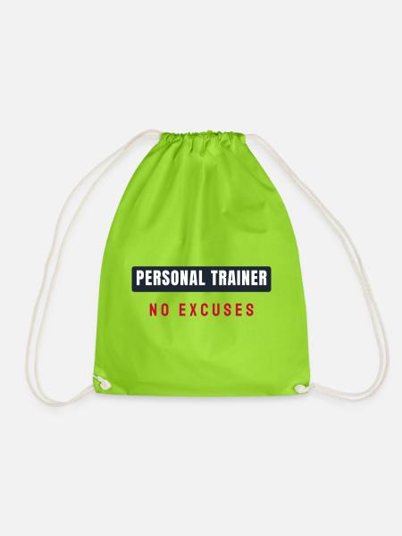 Personal Trainer Schriftzug - Fitness Coach - Turnbeutel - Neongrün