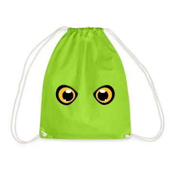 two shining eyes of an owl - Drawstring Bag - neon green - Front