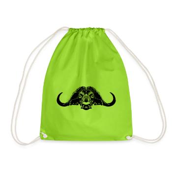 Buffalo / Buffle du Cap / Taureau - Sac de sport léger - vert néon - Devant
