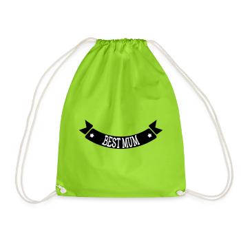 Best Mom - Mother's Day - Drawstring Bag - neon green - Front