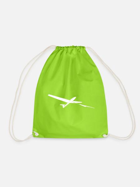 Glider Winch Launch Gliding Pilot Logo - Drawstring Bag - neon green