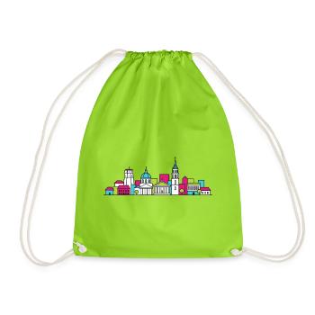 Silhouette de la tour Gediminas de la ville de Vilnius - Sac de sport léger - vert néon - Devant