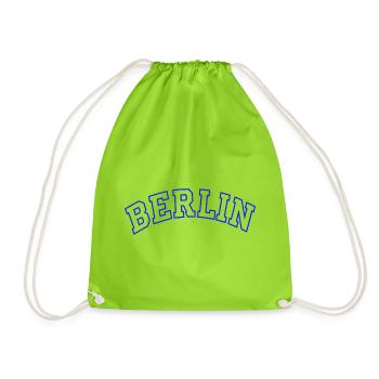 Berlin Outline in Electric Blue - Drawstring Bag - neon green - Front