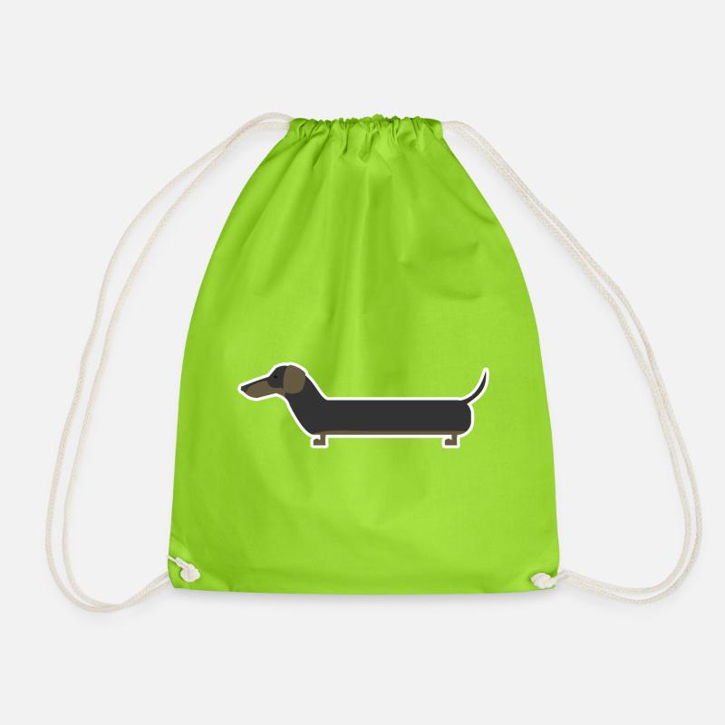 dachshund - Drawstring Bag - neon green