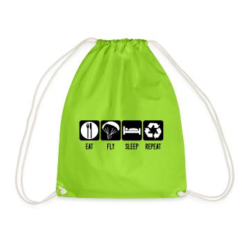 Paramotor Eat Fly Sleep Repeat - Paramotor White - Drawstring Bag - neon green - Front